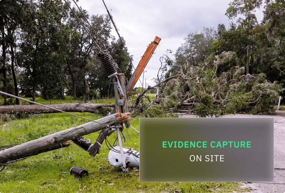 Downed power lines and trees after a storm.