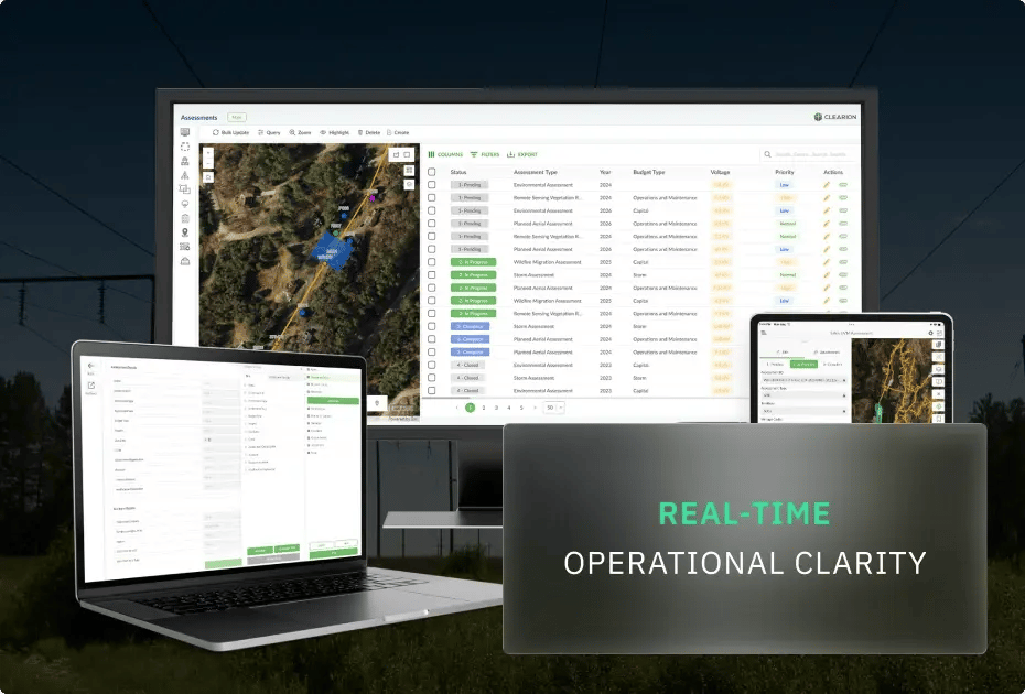 Real-time data visualization across multiple devices, emphasizing operational clarity.