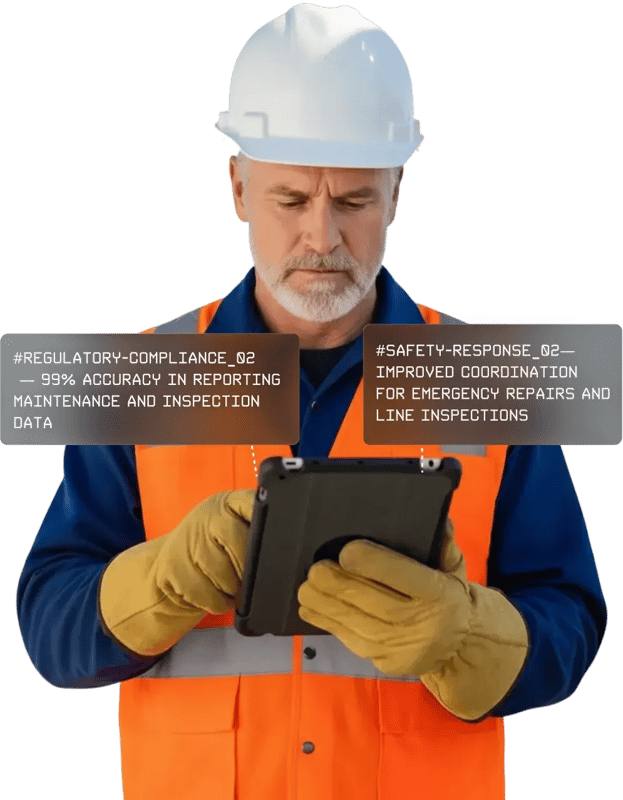 water industry man reviewing notification on ipad