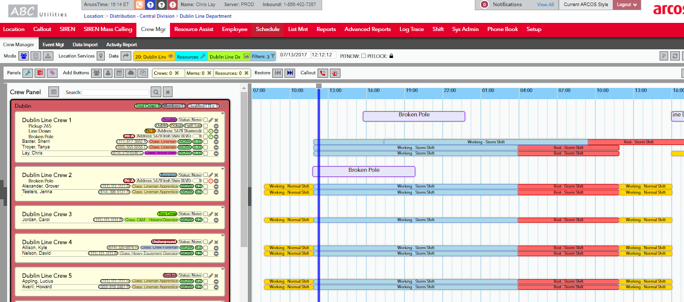 Crew Manager Timeline Dashboard