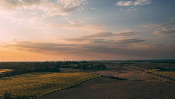 View of landscape at dusk