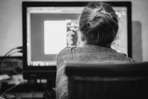 Woman working at a computer