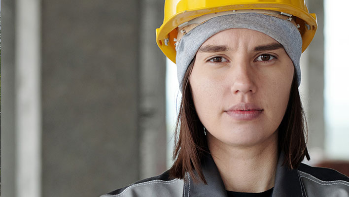 A female utility worker