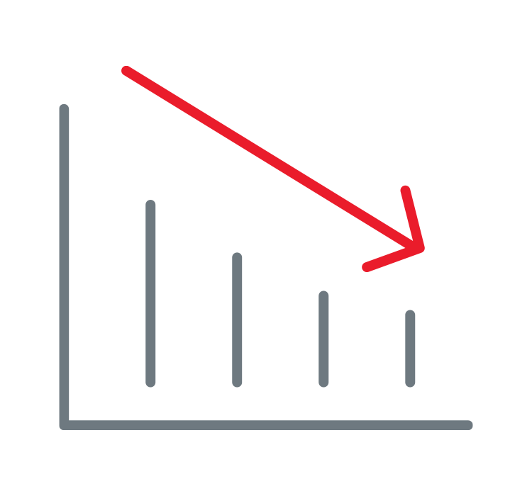 An icon showing a graph of costs going down