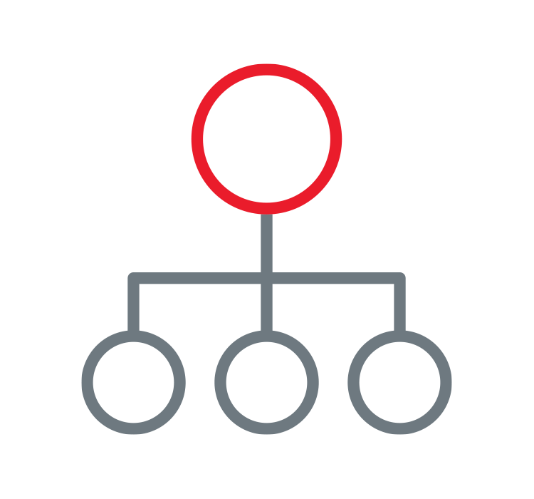 An icon of a tree diagram with circles