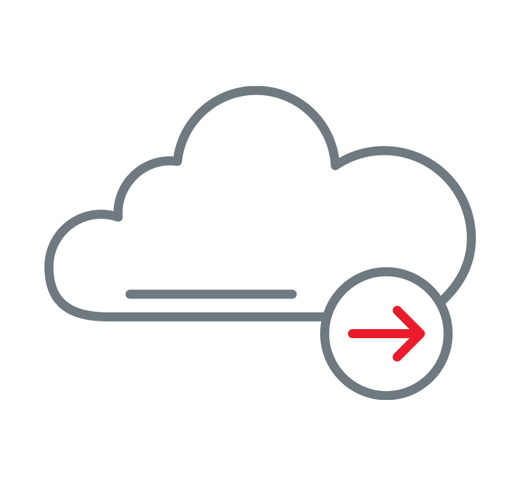 An icon of a cloud with a red arrow beneath it