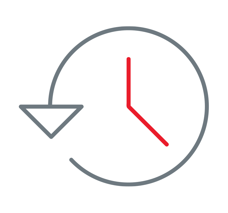 An icon of clock with an arrow going counter clockwise