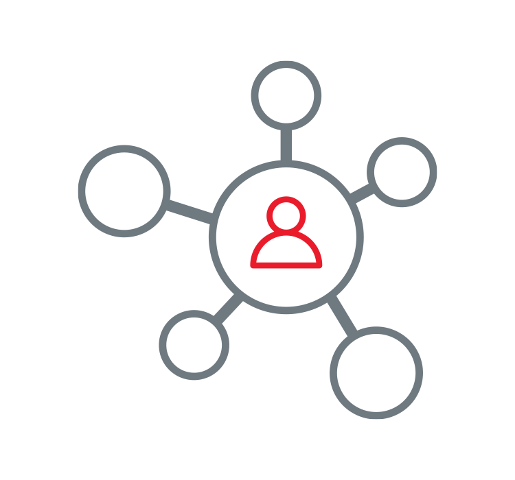 An icon of a person connected to various circles