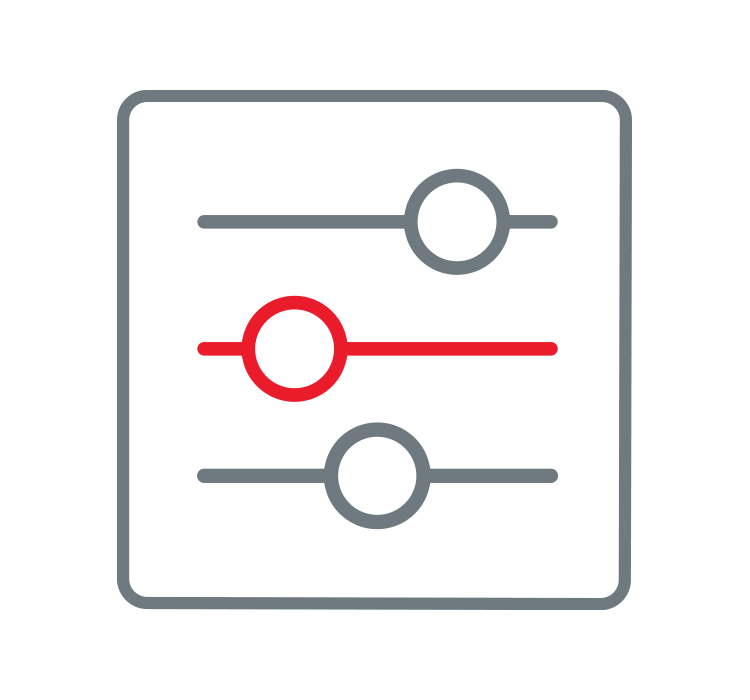 An icon of sliding tools on a dashboard