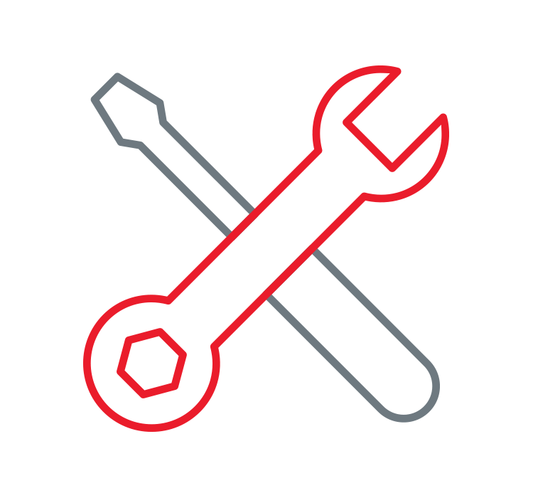 An icon of a wrench and screwdriver
