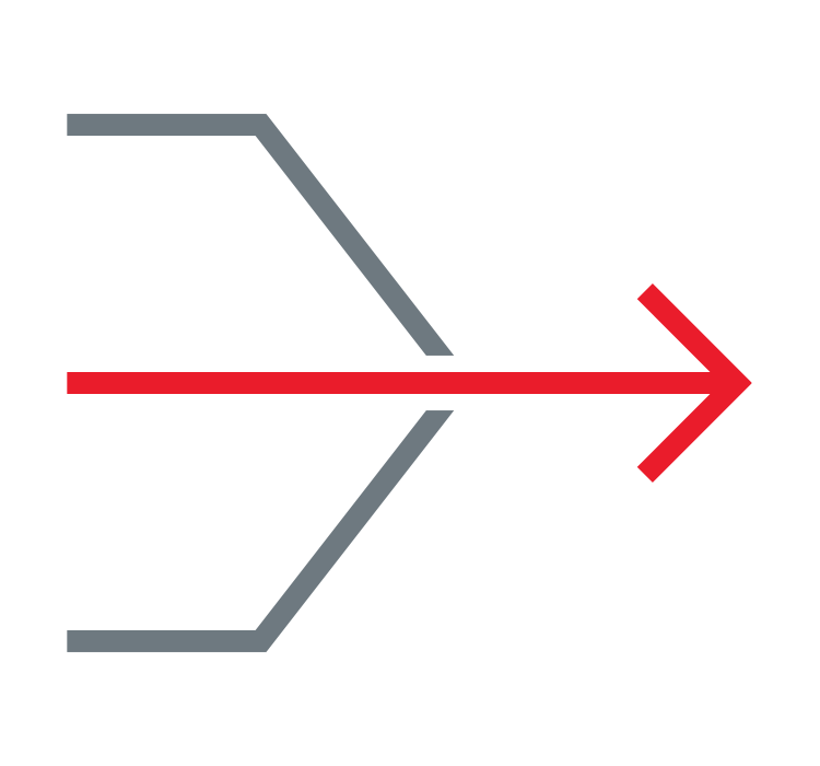 An icon of a red arrow pushing through gray borders