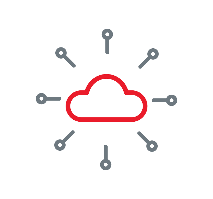 An icon of a cloud with data pins surrounding